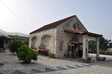 Fototapeta na wymiar The beautiful Orthodox Moni Amasgou monastery in Cyprus