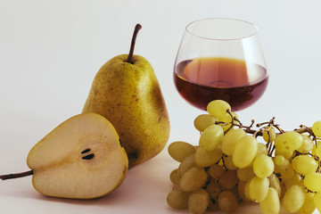 cognac in a crystal glass on a white background