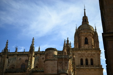 Beautiful old city of Salamanca, Spain, Cathedral and Plaza Mayor and Universidad University, Spanish architecture