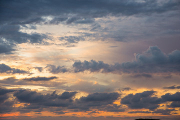 Naklejka na ściany i meble Dramatic cloud formations at sunset near Punta de Mita, near Bucerias Mexico