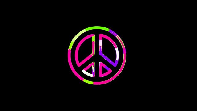 Circles gather in symbol peace. After it crumbles in a line and moves to the camera. Alpha channel black