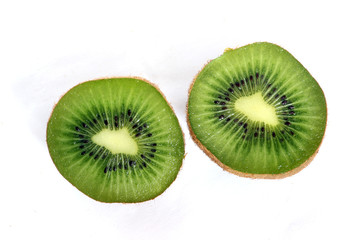 cut kiwi on white background