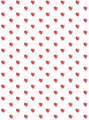 Cute Red Hearts Vector Pattern. Red Simple Hearts on a White Background. Valentine Vector Layout. Love Symbol with Light Gray Shadow.