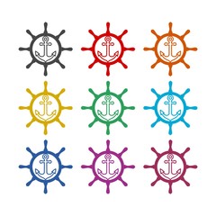 Nautical logo or icon, color set