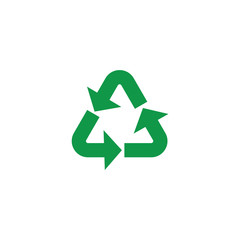 Vector illustration of recycle and zero waste symbol with green arrows in triangle form isolated on white background - eco friendly materials and environmental protection concept.