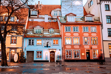 Christmas market and the main Christmas tree located at the Dome square in old Riga, Latvia. 