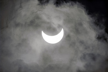 Obraz na płótnie Canvas Real photo of partial Solar eclipse 20 march 2015, Russia