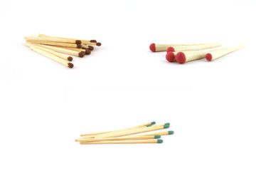 matches of different types isolated on white background