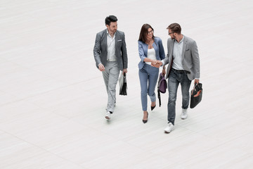 top view.three modern business people