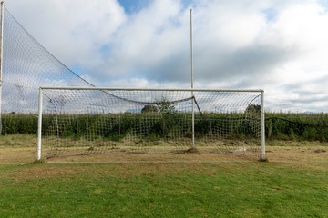 Old soccer field. goal detail