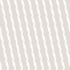 Subtle vector seamless pattern with diagonal ropes, stripes. White and beige