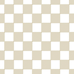 Vector gold and white checkered seamless pattern with diagonal lines, squares