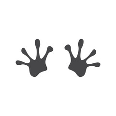 Vector abstract frog footprint icon. Palmate foot of lake reptile paw track. Forest or swamp animal symbol. Isolated illustration