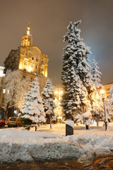 Obraz premium Beautiful snowy winter in Kiev, Ukraine, Independence Square