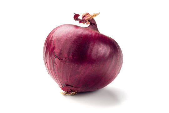 Red onion bulb isolated on white background cutout