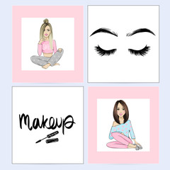 Vector fashion posters with positive quotes. Home decor photo frame with inspirational phrases.