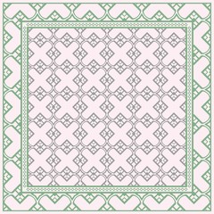 Obraz premium Template Print For Fabric. Pattern Of Geometric Ornament With Border. Vector Illustration. For Print Bandana, Shawl, Carpet