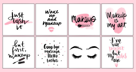 Vector fashion posters with positive quotes. Home decor photo frame with inspirational phrases.