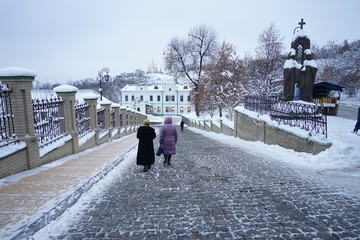 Winter view of the snow-covered Pechersk Lavra