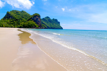 Beach mountain idyllic with sky at Baan Koh Teap