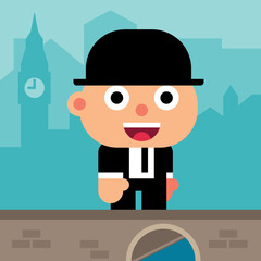 set of funny cartoon manager