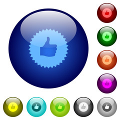 Thumbs up sticker color glass buttons