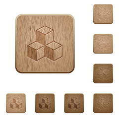 Cubes wooden buttons