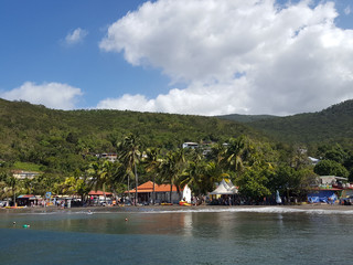 Guadeloupe, le matin calme sur la plage de Malendur, face aux tortues de la réserve cousteau