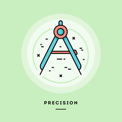 Precision, flat design thin line banner, usage for e-mail newsletters, web banners, headers, blog posts, print and more. Vector illustration.