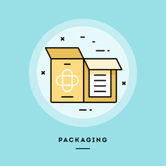 Packaging, flat design thin line banner, usage for e-mail newsletters, web banners, headers, blog posts, print and more. Vector illustration. - 240688308