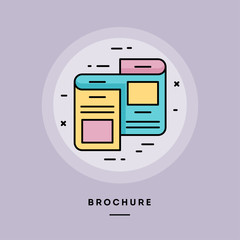 Brochure, flat design thin line banner, usage for e-mail newsletters, web banners, headers, blog posts, print and more. Vector illustration.
