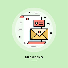 Branding, flat design thin line banner, usage for e-mail newsletters, web banners, headers, blog posts, print and more. Vector illustration.