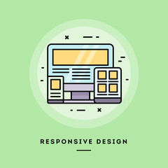 Responsive design, flat design thin line banner, usage for e-mail newsletters, web banners, headers, blog posts, print and more. Vector illustration. - 240688327