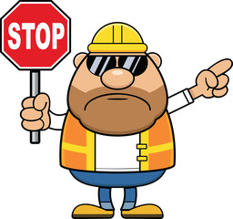 Cartoon Construction Worker Detour