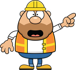Cartoon Construction Worker Pointing