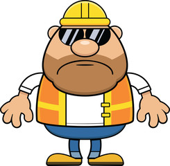 Cartoon Construction Worker with Sunglasses