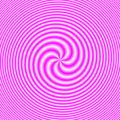 Seven Swirls in White on Pink / An abstract fractal image with a seven legged spiral design in white and pink.