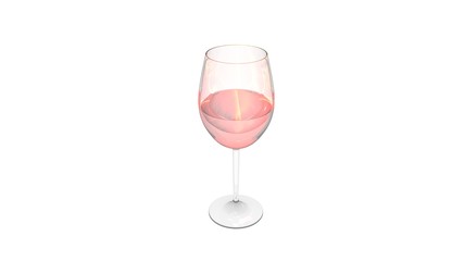 Glass of wine with pink or red wine in it isolated on white background