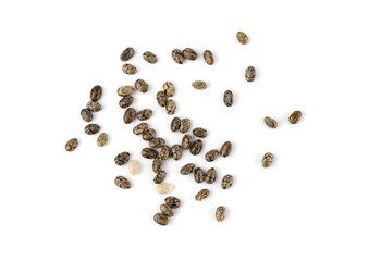 Chia Seed (Salvia Hispanica) Isolated on White Background.