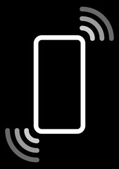 Smartphone with waves symbol icon - white gray simple flat - vector