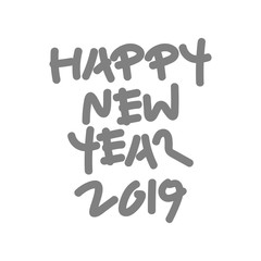2019 Happy New Year Hand Lettering. Vector Illustration - EPS 10
