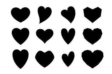 Heart silhouette in various shapes.