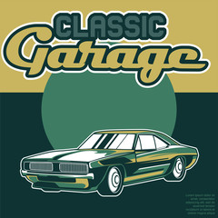 Muscle car retro 70s vector poster - Vector 