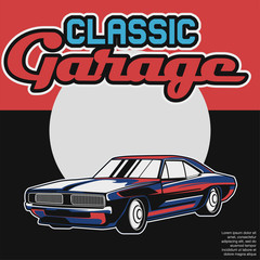 Muscle car retro 70s vector poster - Vector 