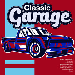 Fototapeta premium Retro car service sign. Vector illustration. - Vector 
