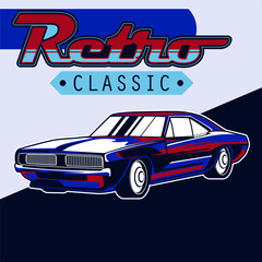 Retro car service sign. Vector illustration. - Vector 