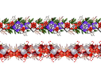 Set of n Seamless Christmas borders