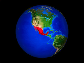 Mexico on planet planet Earth with country borders. Extremely detailed planet surface.