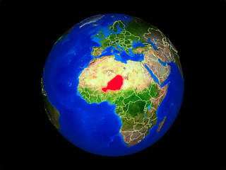 Niger on planet planet Earth with country borders. Extremely detailed planet surface.