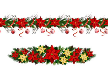 Set of n Seamless Christmas borders